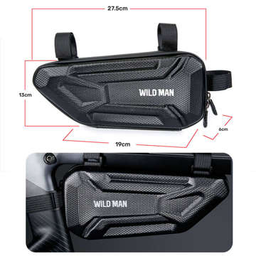 Wildman Hard Shell Bicycle Bag XT4 Koffertasche für ein Fahrrad unter dem Rahmen 1,5L Schwarz