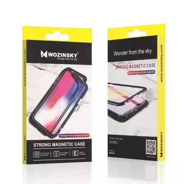 Wozinsky Full Magnetic Case 360 ​​​​Magnetische Hülle Vorder- und Rückseite mit integriertem Glas iPhone 12 Pro Max schwarz und transparent