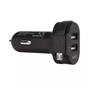 Xquisit-Bestellung. allein. 6A Dual USB microUSB Autoladegerät schwarz/schwarz 20425