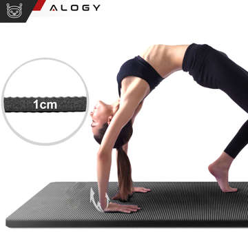 Yoga Fitness Pilates Übungsmatte Gymnastik 185x58 1cm Alogy rutschfest wasserdicht Schwarz