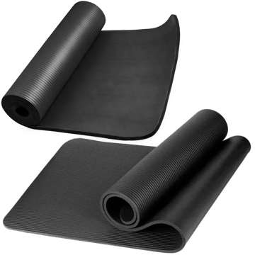 Yoga Fitness Pilates Übungsmatte Gymnastik 185x58 1cm Alogy rutschfest wasserdicht Schwarz