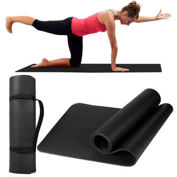 Yoga Fitness Pilates Übungsmatte Gymnastik 185x58 1cm Alogy rutschfest wasserdicht Schwarz