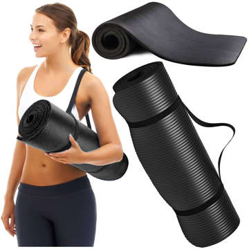 Yoga Fitness Pilates Übungsmatte Gymnastik 185x58 1cm Alogy rutschfest wasserdicht Schwarz