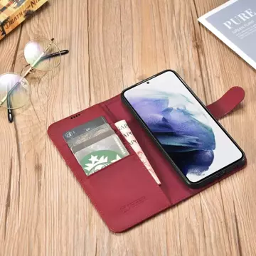 iCarer Haitang Leder Wallet Case Ledertasche für Samsung Galaxy S22 (S22 Plus) Wallet Gehäuse Cover Rot (AKSM05RD)