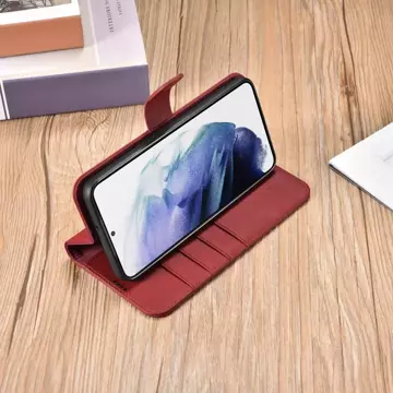 iCarer Haitang Leder Wallet Case Ledertasche für Samsung Galaxy S22 (S22 Plus) Wallet Gehäuse Cover Rot (AKSM05RD)