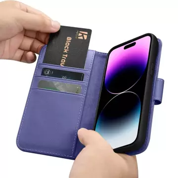 iCarer Wallet Case 2in1 Cover iPhone 14 Pro Max Leder Flip Cover Anti-RFID Hellviolett (WMI14220728-LP)