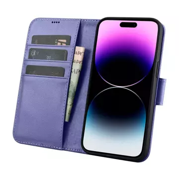 iCarer Wallet Case 2in1 Cover iPhone 14 Pro Max Leder Flip Cover Anti-RFID Hellviolett (WMI14220728-LP)