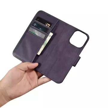 iCarer Wallet Case 2in1 Handyhülle für iPhone 14 Pro Max Anti-RFID Flip Lederhülle Dunkellila