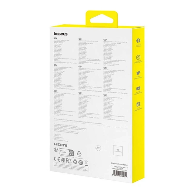 Хаб 13-в-1 Baseus PortalJoy USB-C HDMI DP VGA C USB PD RJ45 сірий