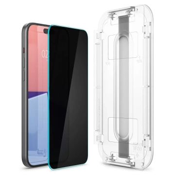 Spigen Glas.tR "Ez Fit" tempered glass 2-pack for Apple iPhone 15 Privacy
