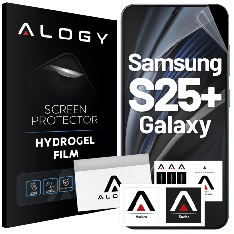 Folia hydrożelowa do Samsung Galaxy S25+ – elastyczna ochrona ekranu, samoregeneracja, pełne dopasowanie i wysoka przejrzystość – Alogy Hydrogel Film™