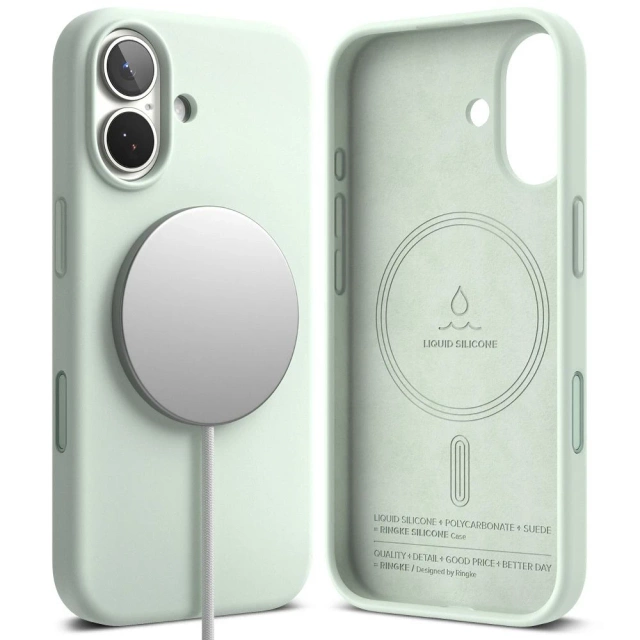 Etui do iPhone 17 Ringke Silicone Magnetic MagSafe Soft Mint