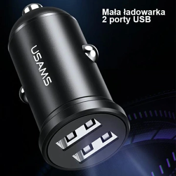 USAMS Car charger 2xUSB 2.4A Mini black/black CC114TC01 (US-CC114)
