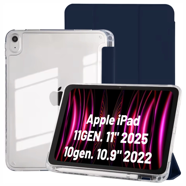 Etui do Apple iPad 11gen. 11" 2025 / 10gen. 10.9" 2022 Ochronne Hybrydowe z Miejscem na Rysik, Składana Okładka, Funkcja Podstawki, Alogy HybridBook™ Case – Granatowe