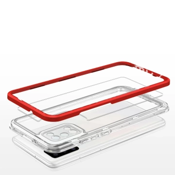 Čiré pouzdro 3v1 pro Samsung Galaxy A03s (166) rámeček gelový kryt červený
