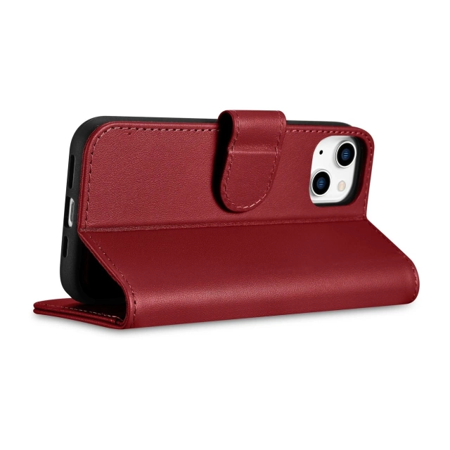 iCarer Wallet Case 2v1 Cover iPhone 14 Plus Anti-RFID Kožený Flip Cover Red (WMI14220727-RD)
