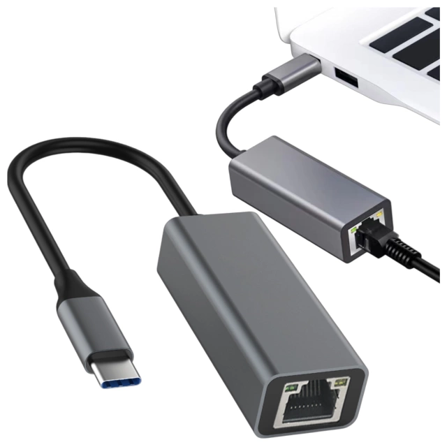 USB-C-auf-Ethernet-Adapter Alogy-Adapter LAN RJ45 GIGABIT 1000 MBPS Schwarz