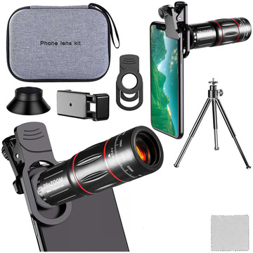 Phone Lens Telescope Spotting Scope Alogy Tripod Monocular 28x Zoom Tripod Phone Holder Black