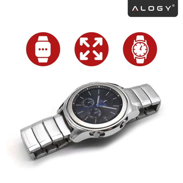 Oceľ Jednoduchý náramok Alogy remienok z nerezovej ocele pre inteligentné hodinky 20mm Silver