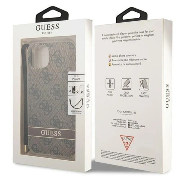 Etui Guess GUOHCP14MH4STW do Apple iPhone 14 Plus 6,7" brązowy/brown hardcase 4G Print Strap