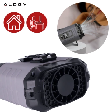 Schreibtischventilator, Standventilator, kleiner Umwälzventilator mit Clip, kabelloser Handventilator, 500 mAh, USB-C, Alogy White