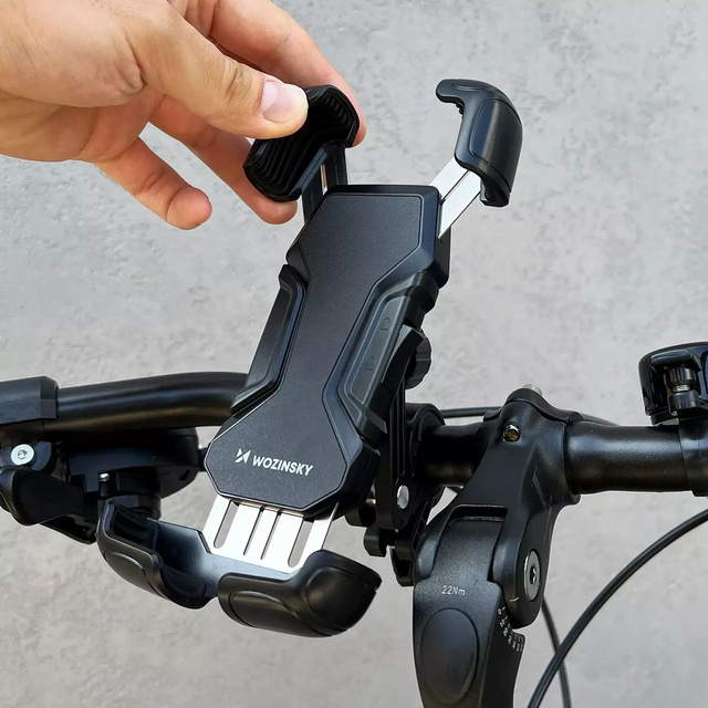 Wozinsky strong phone holder for bicycle, motorcycle, scooter handlebars black (WBHBK6)