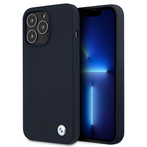 BMW BMHCP13XSTRONG puzdro na telefón pre Apple iPhone 13 Pro Max 6,7" tmavomodré/námornícke pevné puzdro Silicone Signature