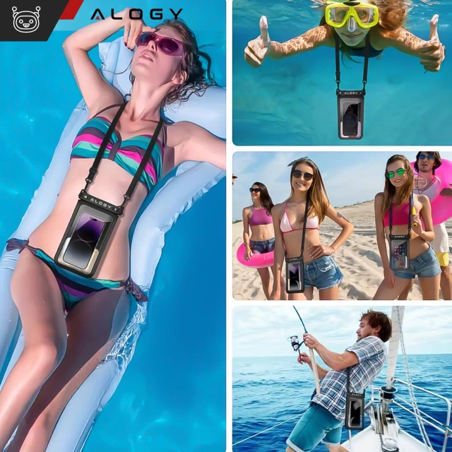 2x vodotesné IPX8 vodotesné puzdro pre 6,7" telefón Dvojité puzdro Alogy Waterproof Black