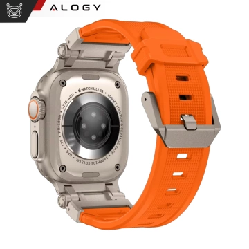 Pásek bransoleta Alogy Luxury Metal TPU Band pro Apple Watch 42/44/45/49 mm oranžový
