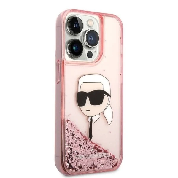 Karl Lagerfeld KLHCP14XLNKHCP pouzdro pro iPhone 14 Pro Max 6,7" pevný obal Glitter Karl Head růžový/růžový