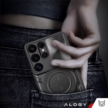 Puzdro pre Samsung Galaxy S25 Ultra Armor Slide Case Ring Protection Camera Case Alogy CamGuard Pro Black