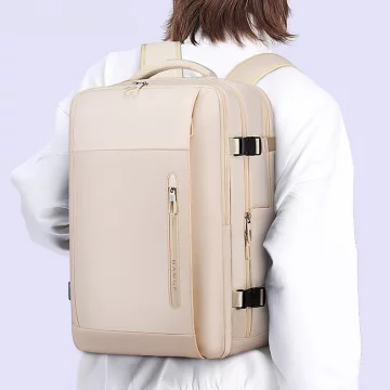 Bange wasserdichter Rucksack für 15,6-Zoll-Laptop, Stadtreisender, 45 x 30 x 16 cm, für Arbeit, Flugzeug, Herren, Damen, mit USB-Anschluss Schwarz