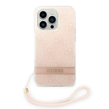 Guess GUOHCP14LH4STP case for Apple iPhone 14 Pro 6.1" pink/pink hardcase 4G Print Strap