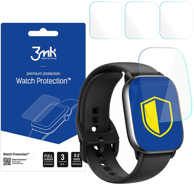 3x Protective Film for Xiaomi Amazfit GTS 4 46mm 3mk ARC Screen Protector Watch Protection™