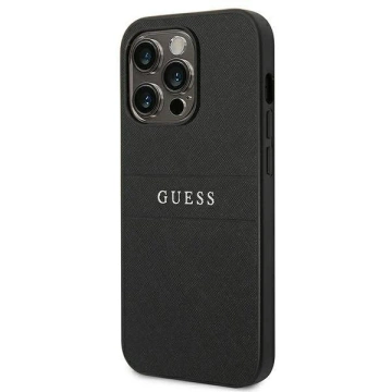 Etui Guess GUHCP14LPSASBBK do Apple iPhone 14 Pro 6,1" čierny/čierny remienok Saffiano