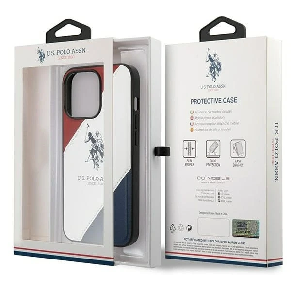 US Polo USHCP14XPSO3 Phone Case for Apple iPhone 14 Pro Max 6.7" white/white Tricolor Embossed