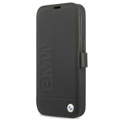 Pouzdro na telefon BMW BMFLBKP13SSLLBK pro Apple iPhone 13 Mini 5,4" Black/Black Book Signature