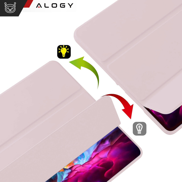 Etui do Apple iPad 10.2" 9/8/7 Gen (2021/2020/2019), Ochronne Smart Case z Klapką i Podstawką, Odporne TPU, Wzmocnione Narożniki, Alogy BookGuard™ – Rożowe