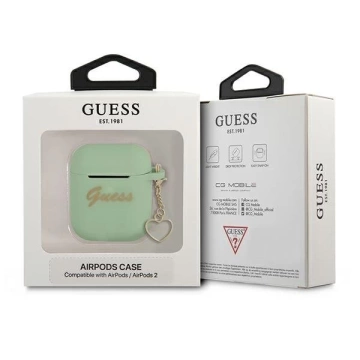 Guess GUA2LSCHSN AirPods Cover zielony/green Silicone Charm Heart Collection