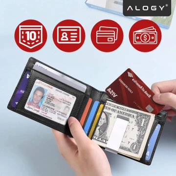 Захисний чохол-гаманець RFID, блокуючий сигнал для карток, документів, тонкий Alogy, маленький чоловічий/жіночий гаманець чорного кольору