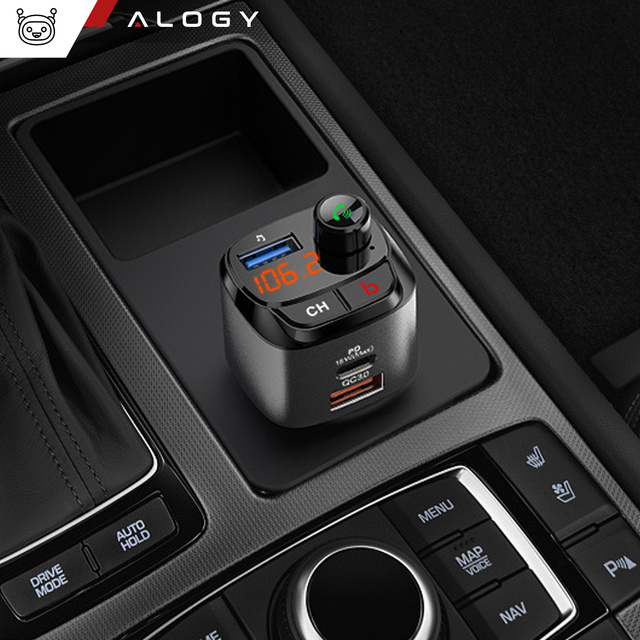 Alogy Car FM Transmitter USB QC 3.0 nabíjačka USB-C PD Bluetooth MP3 prehrávač