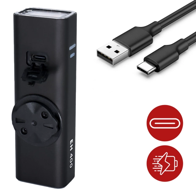 EH 400 LED-Fahrradfrontlicht, einstellbare 400 Lumen, 2000 mAh, wasserdicht, schwarz