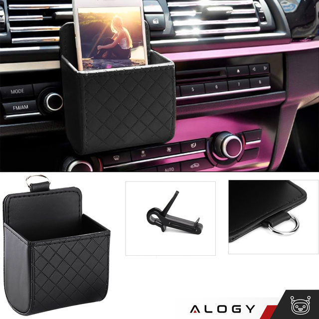 2x držák organizéru na gril do auta box na háček na gril Alogy Car Air Vent Black