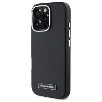 Karl Lagerfeld pouzdro pro iPhone 16 Pro 6,3" černý MagSafe Hardcase FW Metal Plate