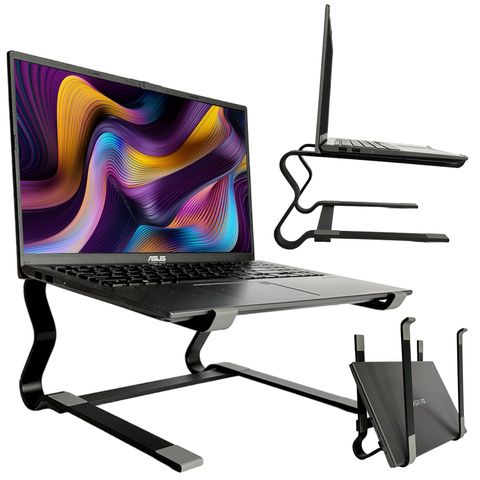 Тримач для ноутбука Macbook tablet 18" stand stand складаний регульований алюміній для столу 25 x 26cm Alogy Black