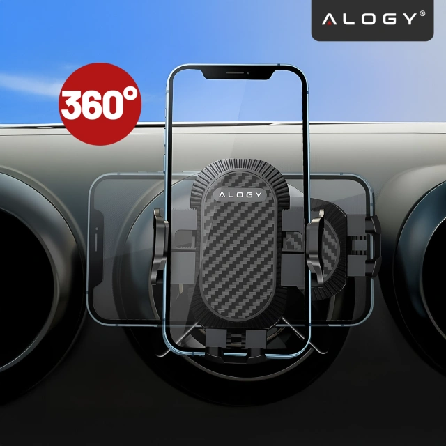 Alogy 3-in-1 car phone holder for the windshield for the dashboard grille Black