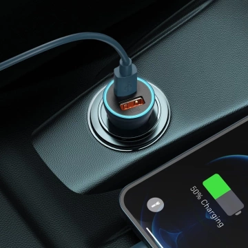 Baseus Golden Contactor Pro fast car charger USB Type C / USB 40 W Power Delivery 3.0 Quick Charge 4 SCP FCP AFC USB Type C cable - Lightning blue (TZCCJD-03)