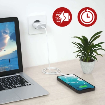Alogy schnelles USB-C PD 20 W Wandladegerät Lightning-Kabel 1 m Weiß