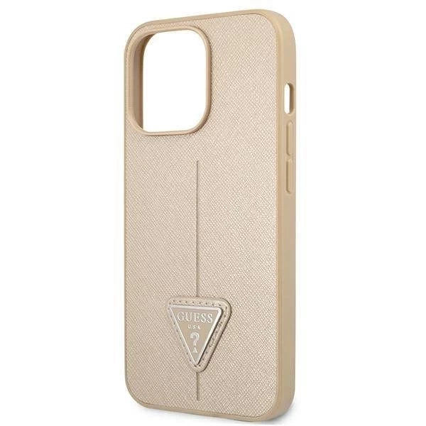 Guess GUHCP13LPSATLE iPhone 13 Pro / 13 6,1" beżowy/beige Hardcase SaffianoTriangle Logo