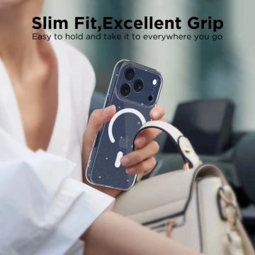 Etui Tech-Protect FlexAir MagSafe do iPhone 17 Pro Max, przezroczysto-brokatowe